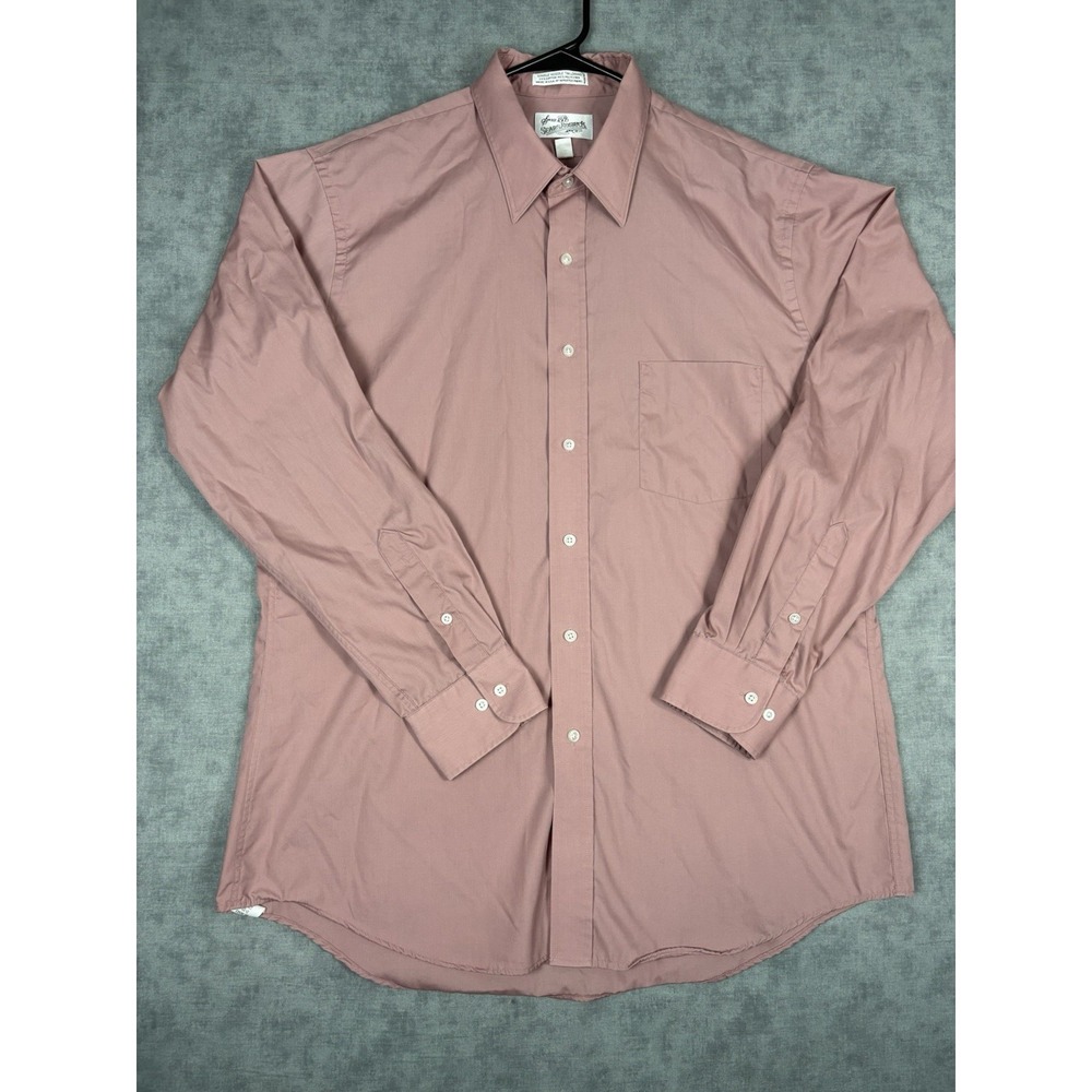 Vintage Sears Roebuck Shirt Mens 17 34/35 USA Single Needle Athletic Pink 80s